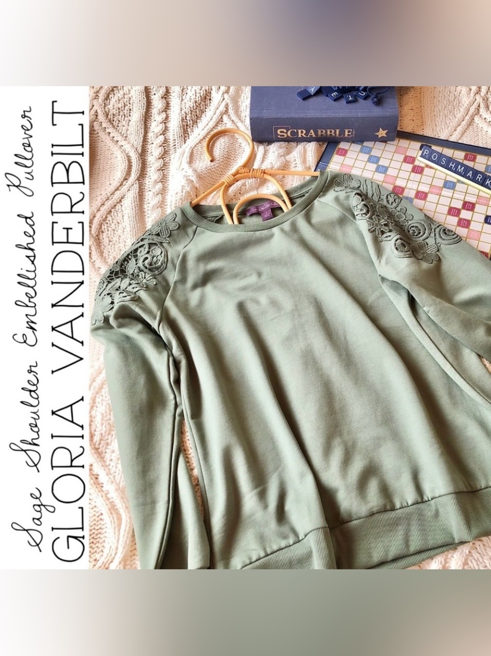 Gloria Vanderbilt Sage Shoulder Embellished Pullover